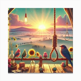 Birds On A Window Canvas Print