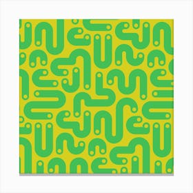 JELLY BEANS Squiggly New Wave Postmodern Abstract 1980s Geometric with Dots in Kelly Green on Lime Green Canvas Print