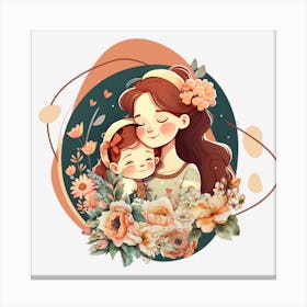 Mom And Baby Clipart.Mother's Day. The perfect gift. The special gift. A distinctive work of art that expresses love and affection for the mother. Give it as a gift to the mother.1 Canvas Print