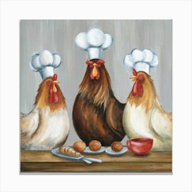 Chic Chickens Cooking Class Print Art And Wall Art Canvas Print