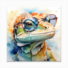 Colorful lizard wearing colored glasses Canvas Print