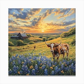 Sunset Cow Canvas Print