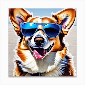 Corgi Dog With Sunglasses 1 Canvas Print