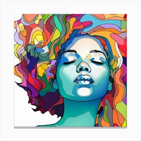 Afro Girl With Colorful Hair Canvas Print