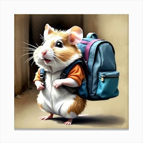 Hamster With Backpack 13 Canvas Print