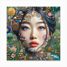 Asian woman in the style of collage-inspired 6 Canvas Print