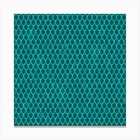 Cyan Mermaid Pattern Background Canvas Print