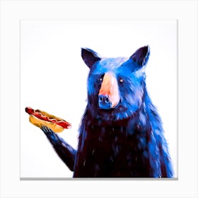 Bear With Hot Dog Canvas Print