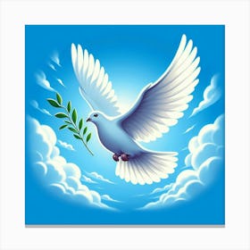 Soaring Through the Azure Sky: A Dove's Journey Towards Hope, Peace, and a Brighter Tomorrow Canvas Print