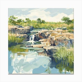 Watercolour Of A Stream Canvas Print