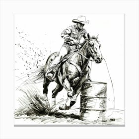 Cowboy Riding A Horse 3 Canvas Print