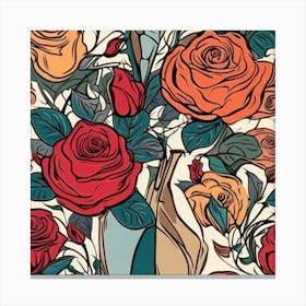 Seamless Pattern With Roses Canvas Print