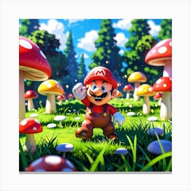 Mario Bros Mushroom Field Canvas Print