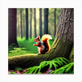 Squirrel In Forest (38) Canvas Print