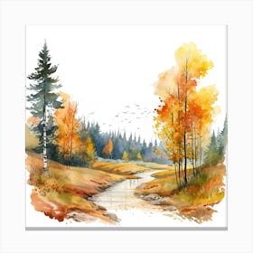 Watercolor Autumn Landscape 20 Canvas Print