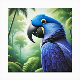 Blue Parrot In The Jungle Canvas Print