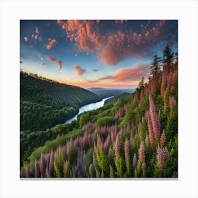 Sunset Over The River 2 Canvas Print