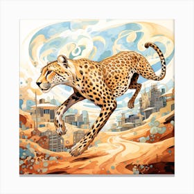 Cheetah In The City Canvas Print