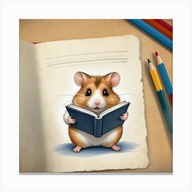 Hamster Reading A Book 7 Canvas Print