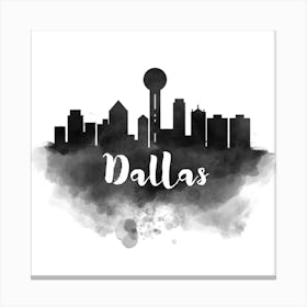 Watercolor Dallas Skyline Canvas Print