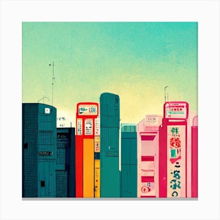 Downtown Tokyo Square Canvas Print