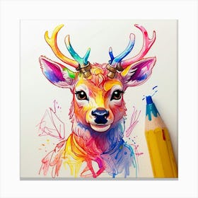 Deer Watercolor Painting 4 Canvas Print