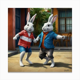 Bunny Dance 3 Canvas Print