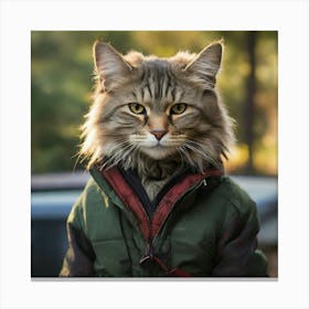 Cat In A Jacket Canvas Print