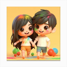 Holi Couple 1 Canvas Print