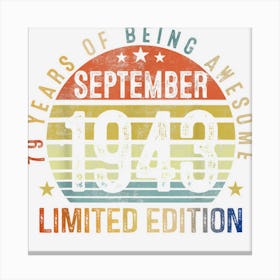 September 79 Year Old Vintage 1943 79th Birthday Canvas Print