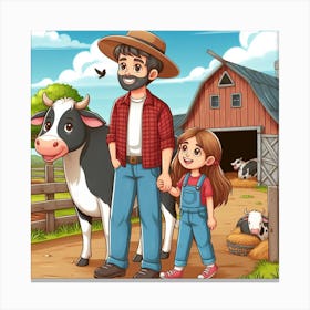 Cartoon Farm Family Canvas Print