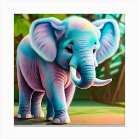 Pastel Elephant In The Jungle Canvas Print