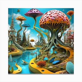 Mushrooms In The Water Canvas Print