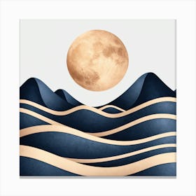 Moon And Waves 18 Canvas Print