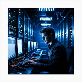 A Cutting Edge Server Room Filled To The Brim With Sleek High Tech Equipment Humming With Energy (5) Canvas Print