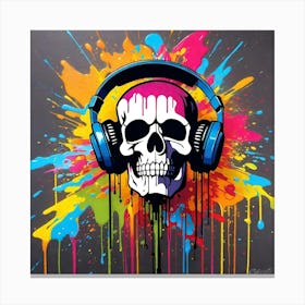 Skull With Headphones 1 Canvas Print