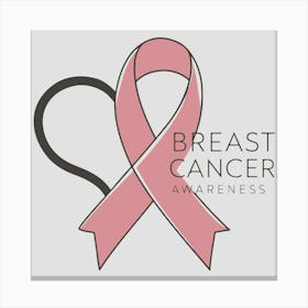 Women Breast Cancer Awareness background with brassiere Calligraphy in Pink Ribbon international symbol for month October suitable for clipart and poster and wall art 8 Canvas Print