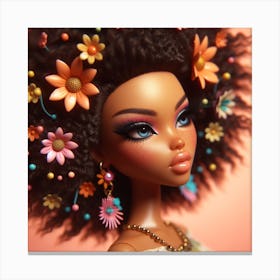 Barbie Doll With Flowers Canvas Print
