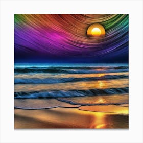 Rainbow Sunset At The Beach Canvas Print