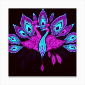 Glow In The Dark Peacock Canvas Print