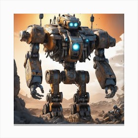 Giant Robot In The Desert Canvas Print