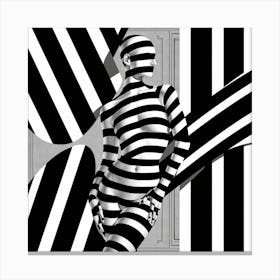 Black And White Striped Nude (2) Canvas Print