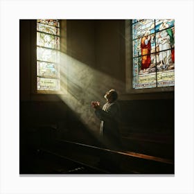 A Depiction Of A Spiritual Resurgence In The Scenery Of A Serene Church Backlit By Sunwashed Stain (2) Canvas Print