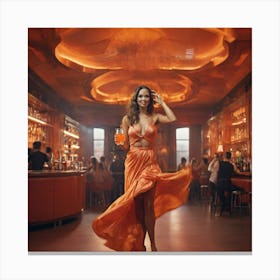 Woman In An Orange Dress 2 Canvas Print