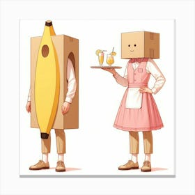 Cardboard Couple Canvas Print