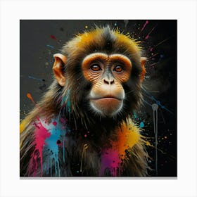 Leonardo Lightning Xl Watercolor Art A Painting Of An Monkey W 2 Canvas Print