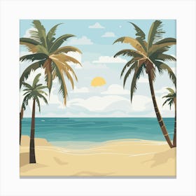 Palm Trees On The Beach Island Vacation Summer Canvas Print