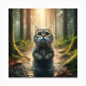 Cat In The Rain 5 Canvas Print