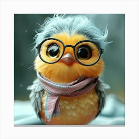 Little Bird With Glasses Canvas Print