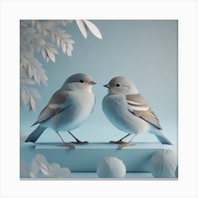 Firefly A Modern Illustration Of 2 Beautiful Sparrows Together In Neutral Colors Of Taupe, Gray, Tan (78) Canvas Print